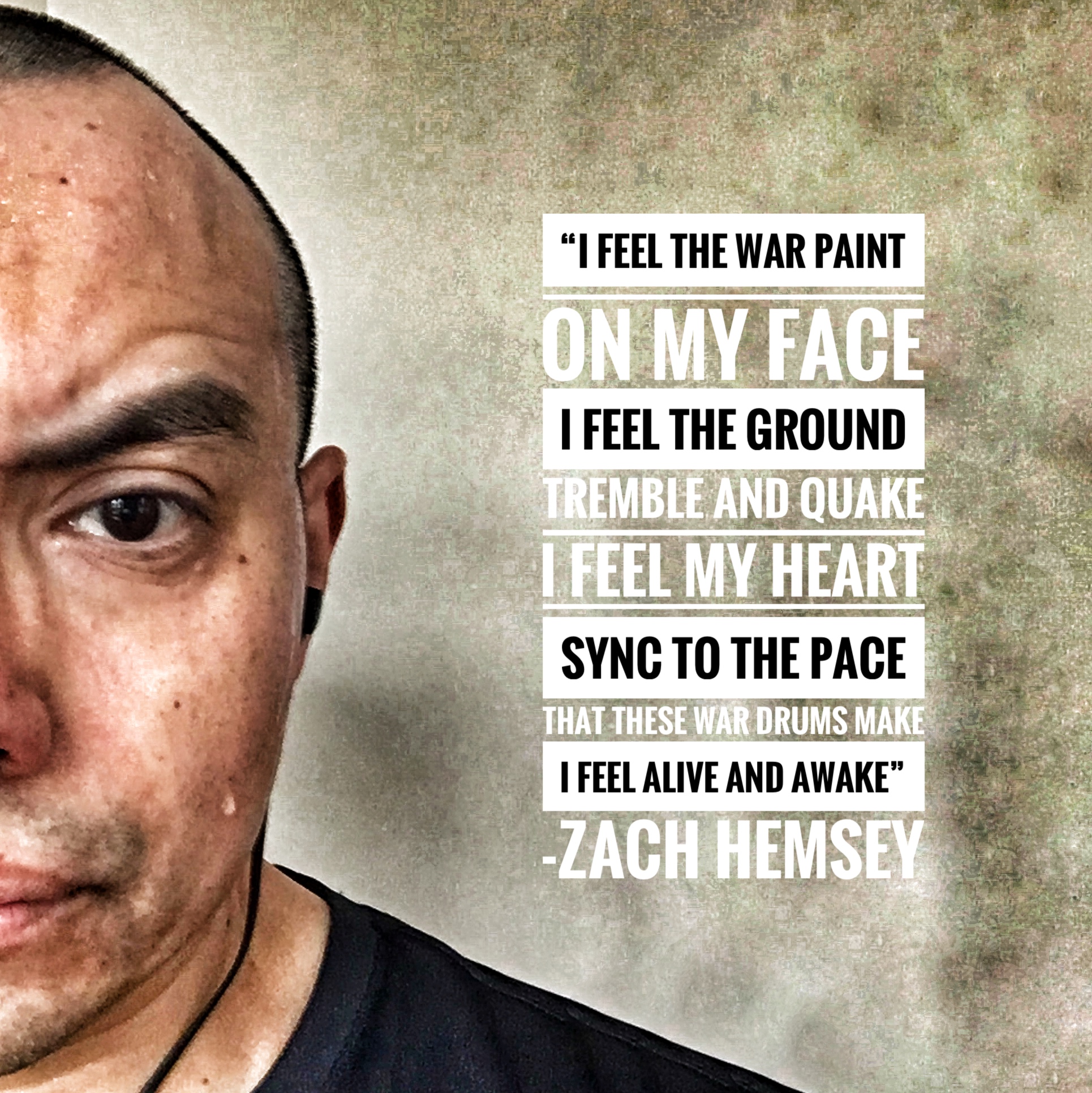 Picture of the left half a man's face, sweating due to investing in himself, with a quote from the Zach Hemsey song "Nice to Meet Me."